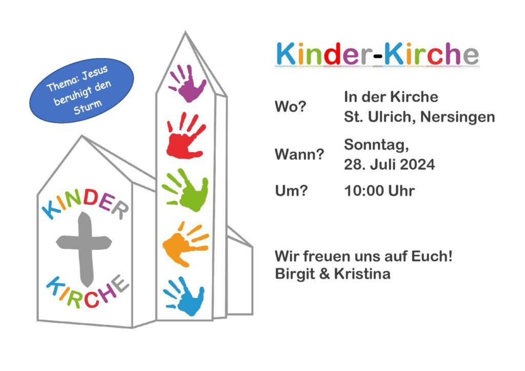 Kinderkirche am 28. Juli in der Kirche Sankt Ulrich Nersingen