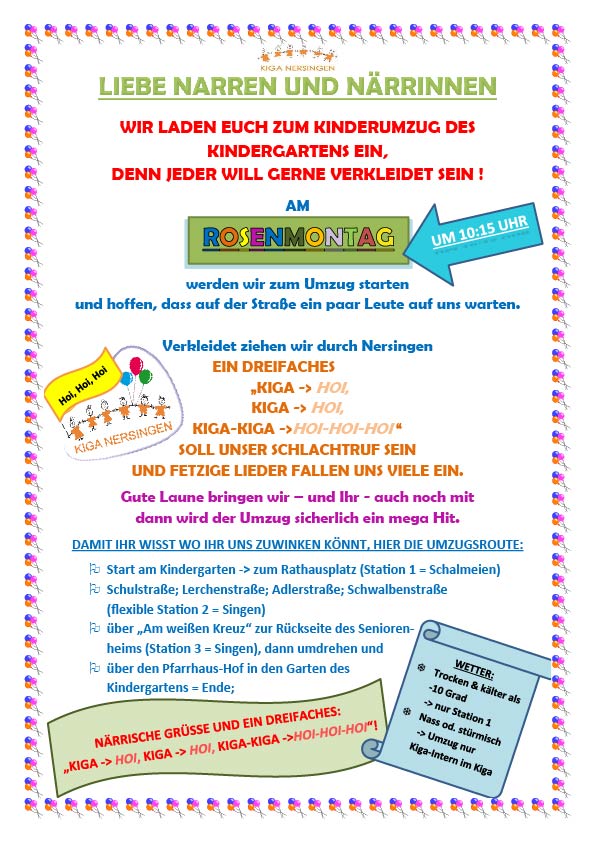 3. März Faschingsumzug des Kindergarten Sankt ulrich Nersingen